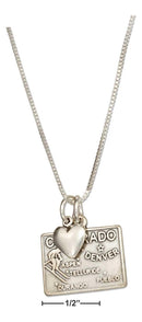 Silver Necklaces Sterling Silver 18" Colorado State Pendant Necklace With Heart Charm JadeMoghul