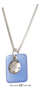 Silver Necklaces Sterling Silver 18" Cornflower Blue Sea Glass Sand Dollar Pendant Necklace JadeMoghul Inc.