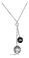 Silver Necklaces STERLING SILVER 18" CUBIC ZIRCONIA AND FAUX GRAY AND BLACK PEARL LARIAT NECKLACE JadeMoghul