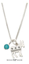 Silver Necklaces Sterling Silver 18" Democrat Donkey Pendant Necklace With Blue Riverstone Bead JadeMoghul