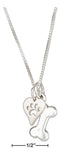 Silver Necklaces Sterling Silver 18" Dog Bone Necklace With Dog Paw Print Heart Charm JadeMoghul Inc.