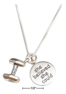 Silver Necklaces Sterling Silver 18" Dumbbell Weight And She Believed She Could Pendant Necklace JadeMoghul Inc.