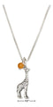 Silver Necklaces Sterling Silver 18" Giraffe Pendant Necklace With Orange Quartz Bead JadeMoghul
