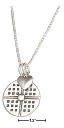 Silver Necklaces Sterling Silver 18" "i Love Waffles" Waffle Pendant Necklace With Heart Charm JadeMoghul