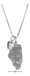 Silver Necklaces Sterling Silver 18" Illinois State Pendant Necklace With Heart Charm JadeMoghul