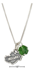 Silver Necklaces Sterling Silver 18" Ireland Map Pendant Necklace With Four Leaf Clover Crystal JadeMoghul