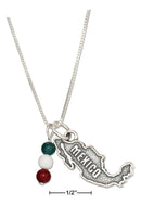 Silver Necklaces Sterling Silver 18" Mexico Map Pendant Necklace With Green White And Red Beads JadeMoghul