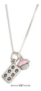 Silver Necklaces Sterling Silver 18" Muffin Pan And Pink Cupcake Necklace JadeMoghul Inc.