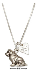 Silver Necklaces Sterling Silver 18" Newfoundland Dog Pendant Necklace With Paw Print Heart JadeMoghul