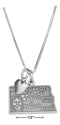 Silver Necklaces Sterling Silver 18" North Dakota State Pendant Necklace With Heart Charm JadeMoghul