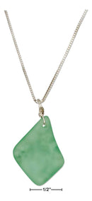 Silver Necklaces Sterling Silver 18" Ocean Green Freeform Sea Glass Pendant Necklace JadeMoghul