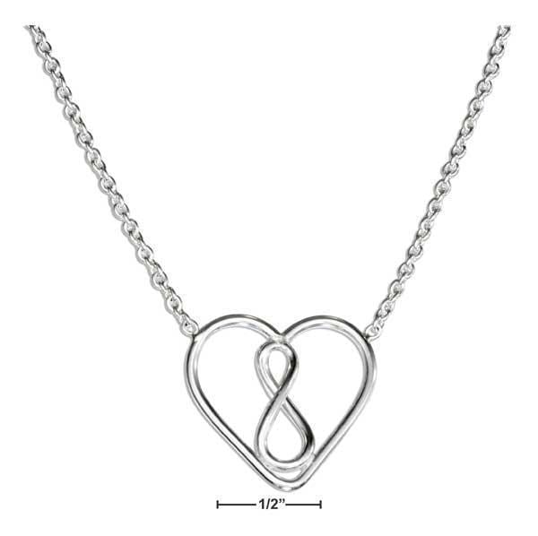 Silver Necklaces Sterling Silver 18" Open Heart Infinity Necklace JadeMoghul Inc.