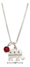 Silver Necklaces Sterling Silver 18" Republican Elephant Pendant Necklace With Red Riverstone Bead JadeMoghul