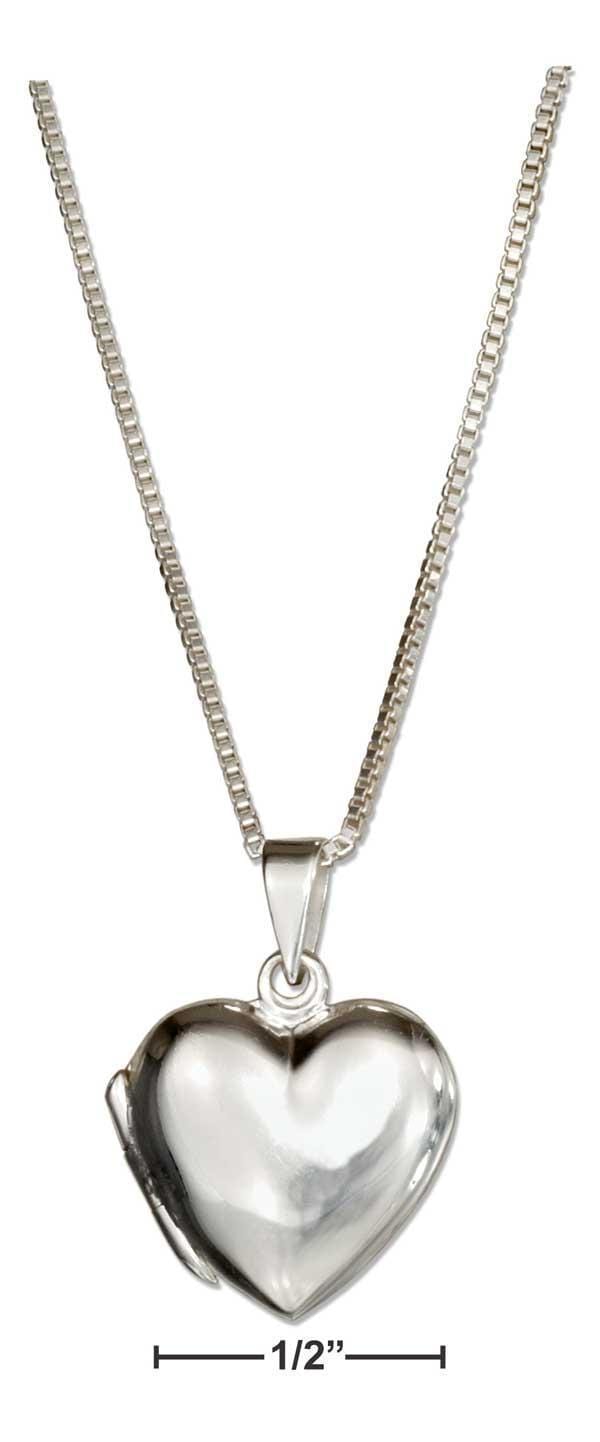 Silver Necklaces Sterling Silver 18" Small High Polish Heart Locket Necklace JadeMoghul