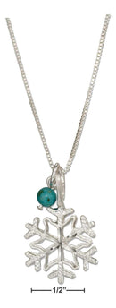 Silver Necklaces Sterling Silver 18" Snowflake Pendant Necklace With Blue Riverstone Bead JadeMoghul