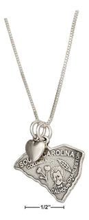 Silver Necklaces Sterling Silver 18" South Carolina State Pendant Necklace With Heart JadeMoghul