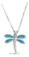 Silver Necklaces Sterling Silver 18" Synthetic Blue Opal Dragonfly Pendant Necklace JadeMoghul Inc.