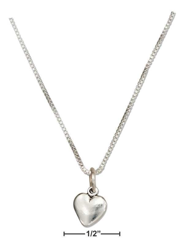 Silver Necklaces Sterling Silver 18" Tiny Puffed Heart Necklace JadeMoghul Inc.