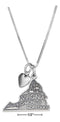 Silver Necklaces Sterling Silver 18" Virginia State Pendant Necklace With Heart Charm JadeMoghul