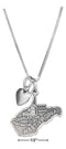 Silver Necklaces Sterling Silver 18" West Virginia State Pendant Necklace With Heart Charm JadeMoghul