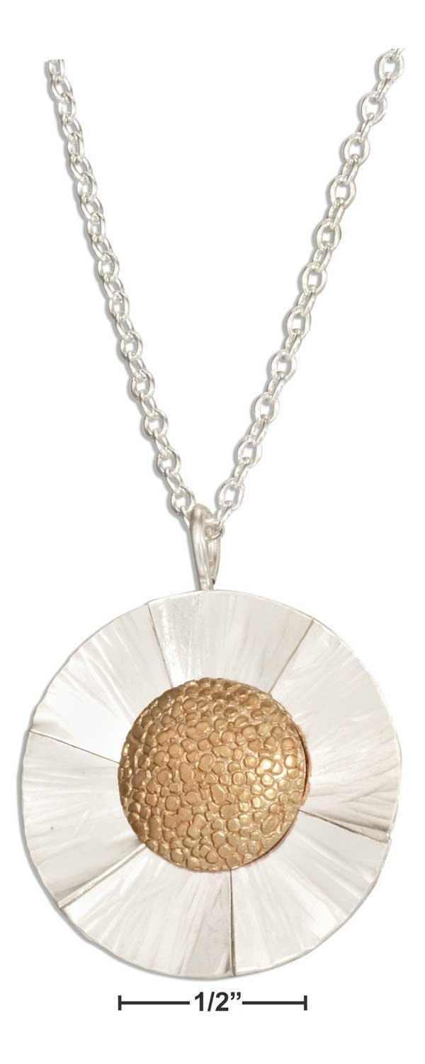 Silver Necklaces Sterling Silver And 12 Karat Gold Filled 16" Sunflower Pendant Necklace JadeMoghul Inc.