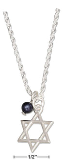 Silver Necklaces Sterling Silver Jewish Star Of David Pendant Necklace With Dark Blue Swarovski Bead JadeMoghul