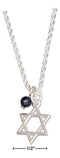 Silver Necklaces Sterling Silver Jewish Star Of David Pendant Necklace With Dark Blue Swarovski Bead JadeMoghul