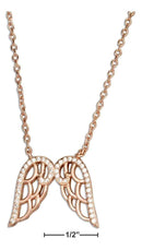 Silver Necklaces Sterling Silver Necklace:  16"-17" Adjustable Rose Gold Tone Angel Wings Necklace With Cubic Zirconias JadeMoghul Inc.