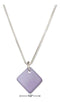 Silver Necklaces Sterling Silver Necklace:  16"-18" Adjustable Lavender Blue Square Sea Glass Necklace JadeMoghul