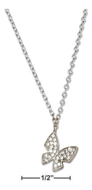 Silver Necklaces Sterling Silver Necklace:  16"-18" Adjustable Micro Pave Cubic Zirconia Butterfly Necklace JadeMoghul Inc.