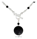 Silver Necklaces Sterling Silver Necklace:  16" Round Faceted Onyx Necklace With Onyx And Silver Beads JadeMoghul Inc.