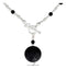 Silver Necklaces Sterling Silver Necklace:  16" Round Faceted Onyx Necklace With Onyx And Silver Beads JadeMoghul Inc.