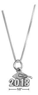 Silver Necklaces Sterling Silver Necklace:  18" "2018" Graduation Charm Necklace Mortarboard With Tassel JadeMoghul Inc.