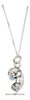 Silver Necklaces Sterling Silver Necklace:  18" Otter Necklace With Synthetic Light Blue Opal Chip JadeMoghul Inc.