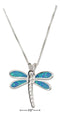 Silver Necklaces Sterling Silver Necklace:  18" Synthetic Blue Opal Dragonfly Pendant Necklace JadeMoghul Inc.