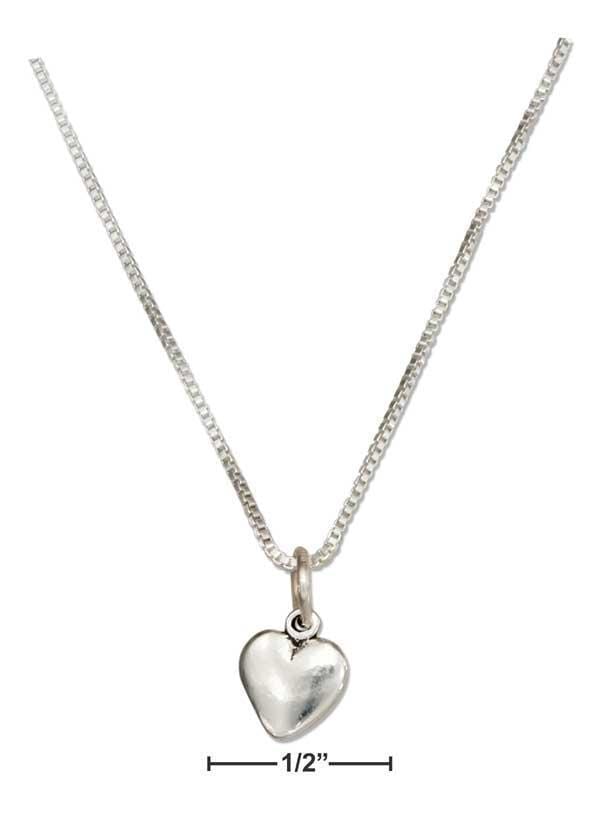 Silver Necklaces Sterling Silver Necklace:  18" Tiny Puffed Heart Necklace JadeMoghul Inc.