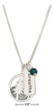 Silver Necklaces Sterling Silver Necklace:  18" Trees Mountains And Breathe Necklace With Dark Green Bead JadeMoghul Inc.
