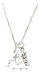 Silver Necklaces Sterling Silver Necklace:  18" Woman Runner Necklace With Sneaker 13.1 Half Marathon Pendant JadeMoghul Inc.
