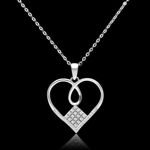 Silver Necklaces Sterling Silver Necklace TS062 Rhodium 925 Sterling Silver Necklace Alamode Fashion Jewelry Outlet