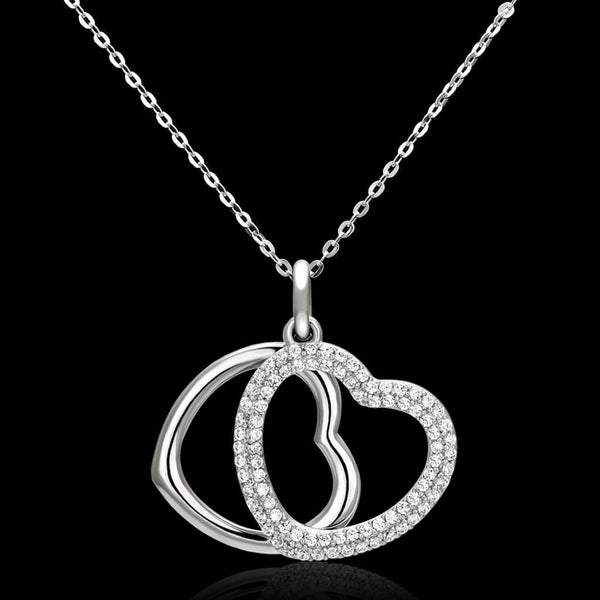 Sterling Silver Necklace TS128 Rhodium 925 Sterling Silver Necklace
