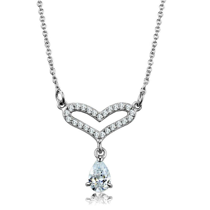 Silver Necklaces Sterling Silver Necklace TS484 Rhodium 925 Sterling Silver Necklace Alamode Fashion Jewelry Outlet