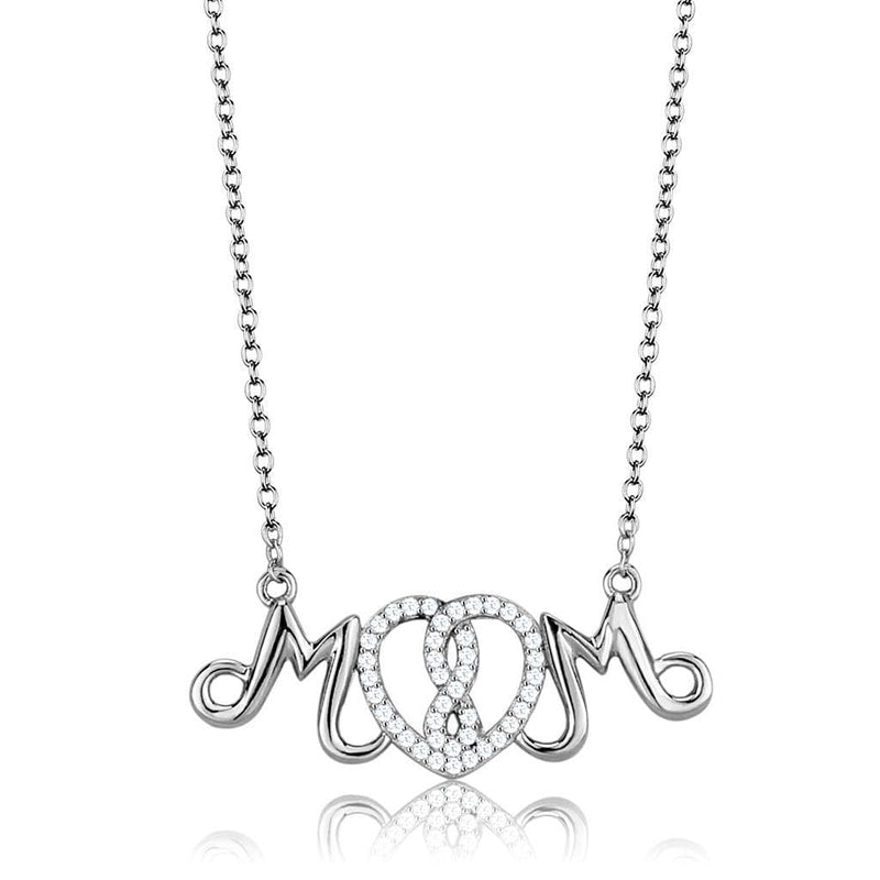 Sterling Silver Necklace TS571 Rhodium 925 Sterling Silver Necklace