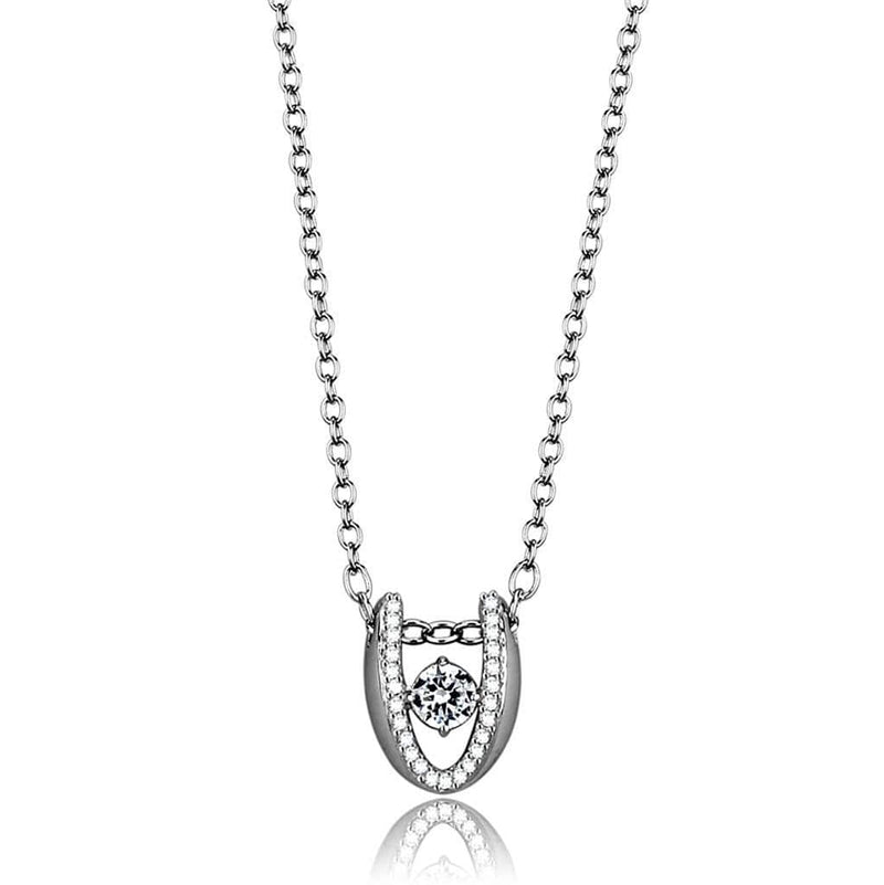 Sterling Silver Necklace TS572 Rhodium 925 Sterling Silver Necklace
