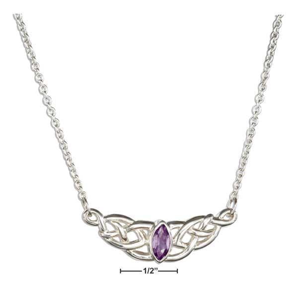 Silver Necklaces Sterling Silver Necklaces: 16-18" Adjustable Celtic Weave With Marquis Amethyst Necklace JadeMoghul