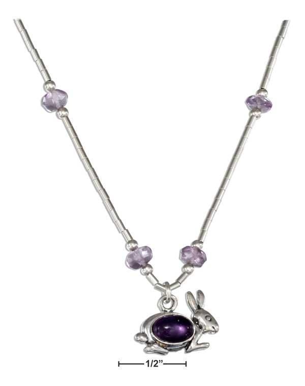 Silver Necklaces Sterling Silver Necklaces: 16-18" Adjustable Liquid Silver And Amethyst Rabbit Necklace JadeMoghul