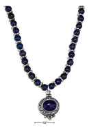 Silver Necklaces Sterling Silver Necklaces: 16" Lapis Beaded Liquid Silver Oval Lapis Necklace JadeMoghul