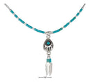 Silver Necklaces Sterling Silver Necklaces: 16" Liquid Silver Simulated Turquoise Bearpaw & Feathers Necklace JadeMoghul