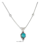 Silver Necklaces Sterling Silver Necklaces: 16" Round Simulated Turquoise Concho Liquid Silver Necklace JadeMoghul