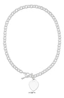 Silver Necklaces Sterling Silver Necklaces: 17" Italian Engravable Heart Necklace With Toggle Clasp JadeMoghul