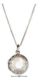 Silver Necklaces Sterling Silver Necklaces:  18" Small Etched Border Round Locket Necklace JadeMoghul